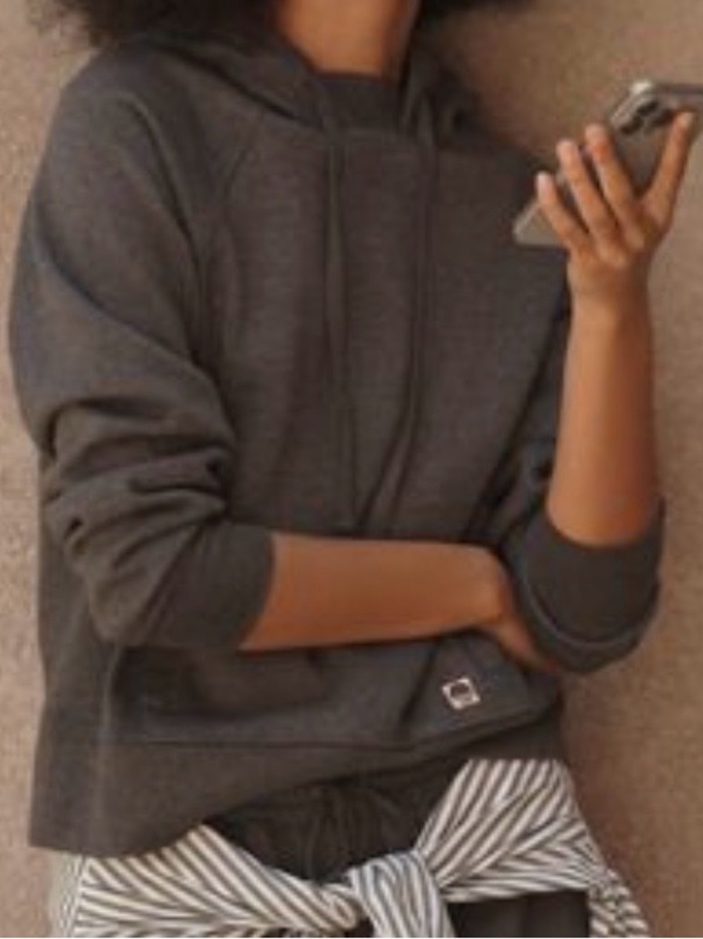 daily practice by Anthropologie Slim Heathered Pullover Hoodie dark gray size M